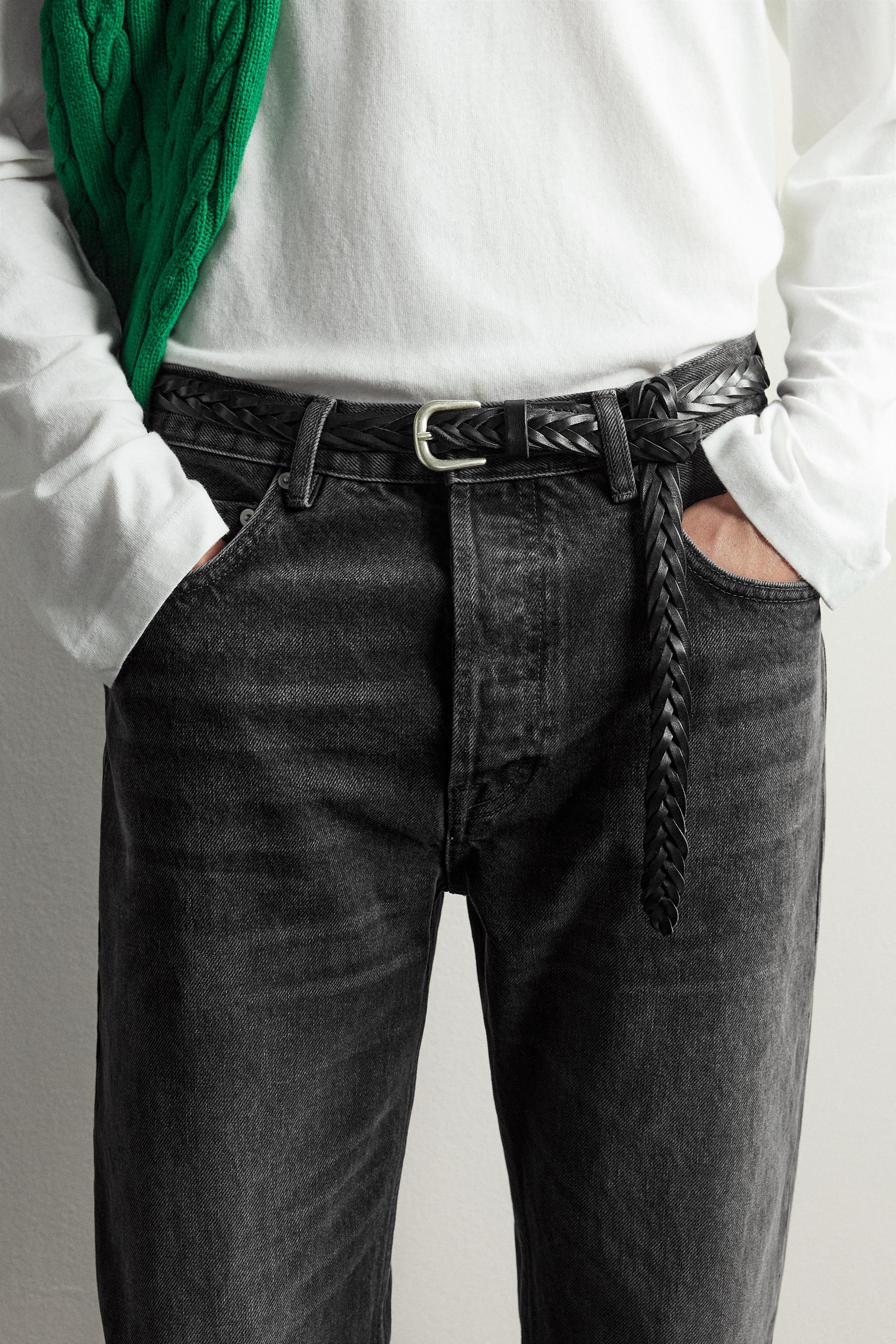 AARON LEVINE X ZARA BRAIDED LEATHER BELT — Black