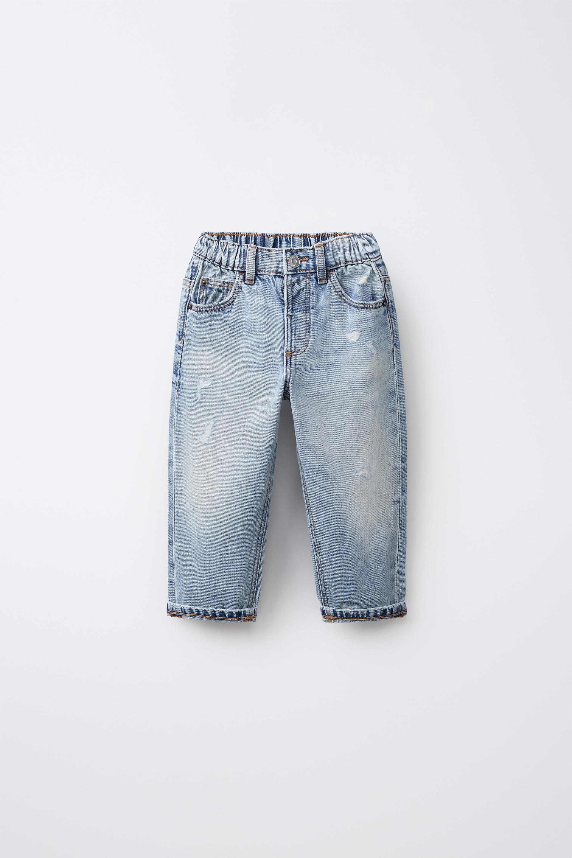 Low-Rise Ripped Straight-Leg Jeans