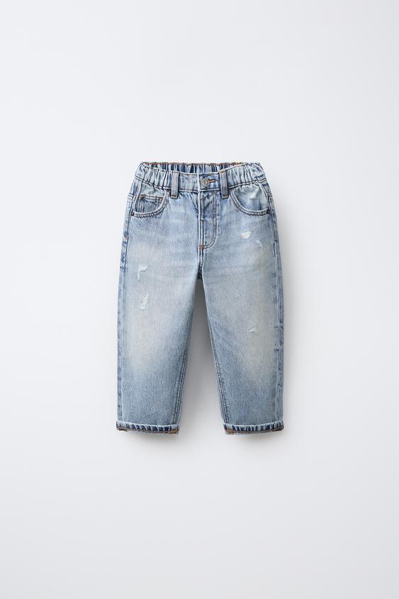 JEANS STRAIGHT LOW ROTOS - Azul medio de Zara - Imagen 0