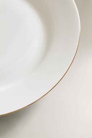 RIMMED BONE CHINA DESSERT PLATE - Gold by Zara - Image 4