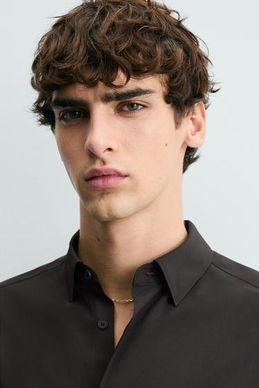 CHEMISE COUPE SLIM - Marron de Zara - Image 3