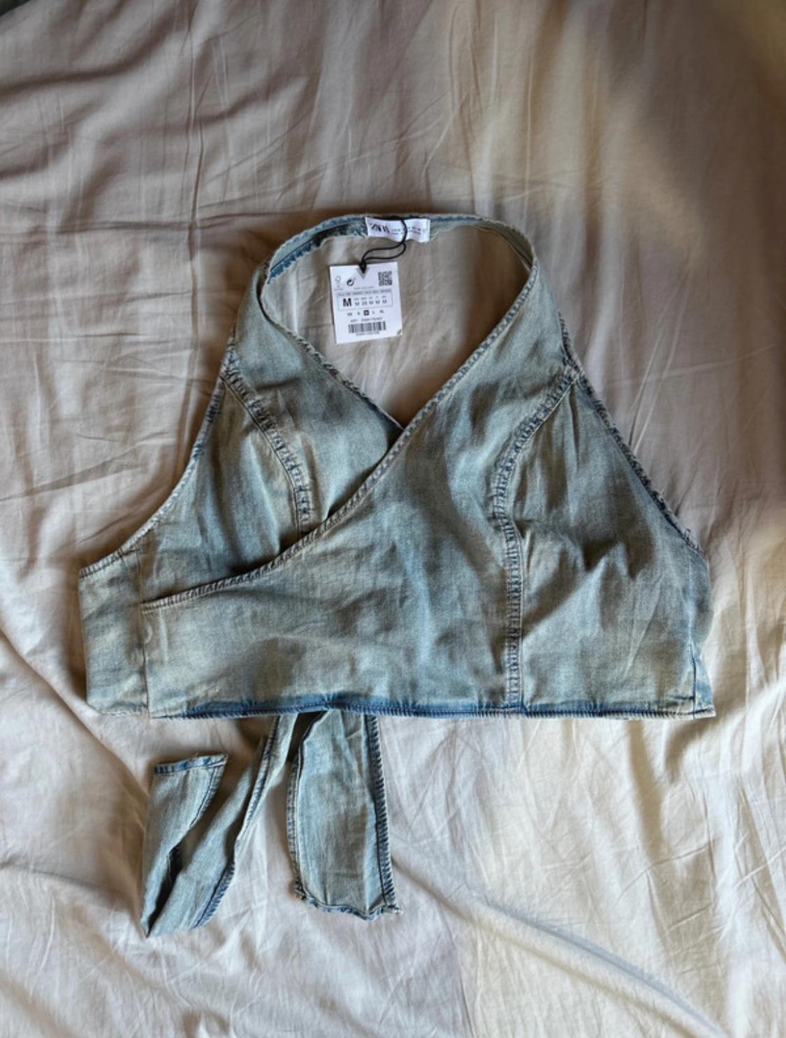 TRF DENIM SURPLICE TOP