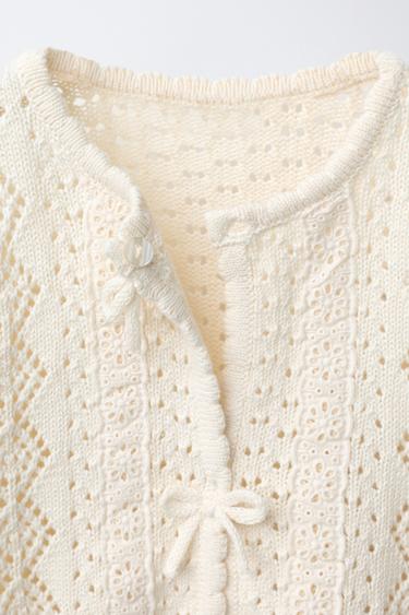 LACE KNIT CARDIGAN - Ecru by Zara - Image 2