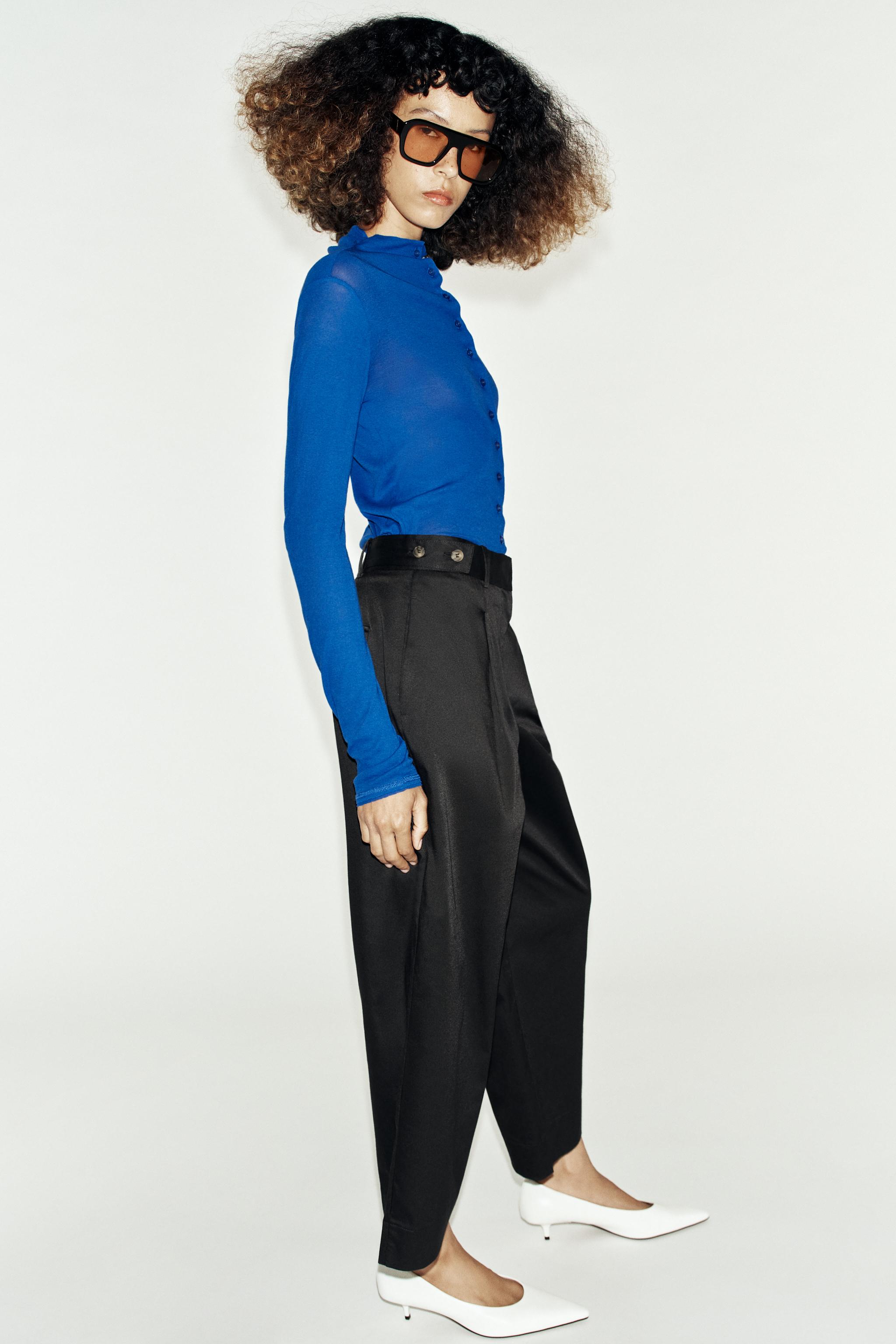 Женские брюки Zara WAIST TAB TROUSERS — фото 5