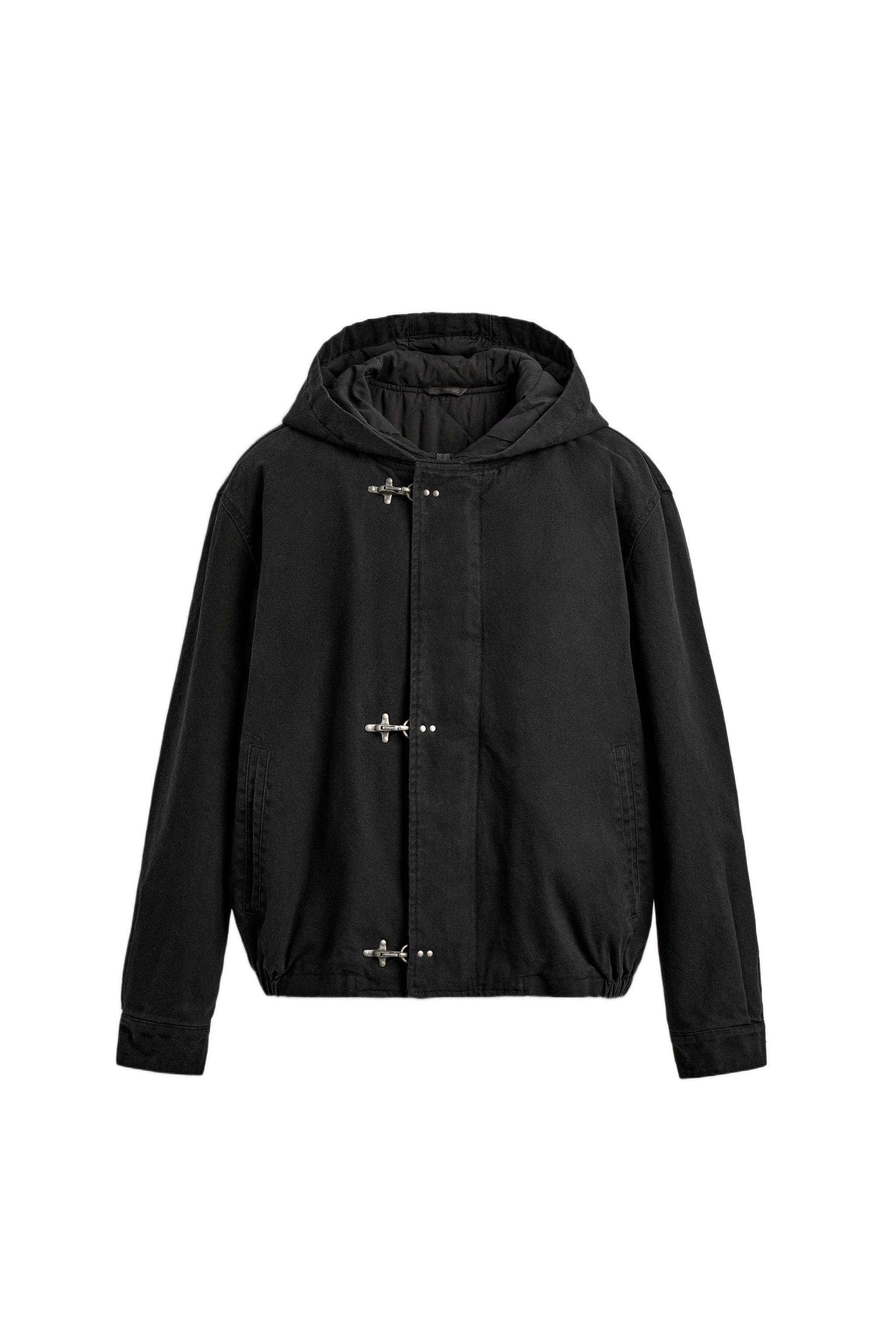 HOODED JACKET WITH FIREMAN CLASPS - Black | ZARA South Africa