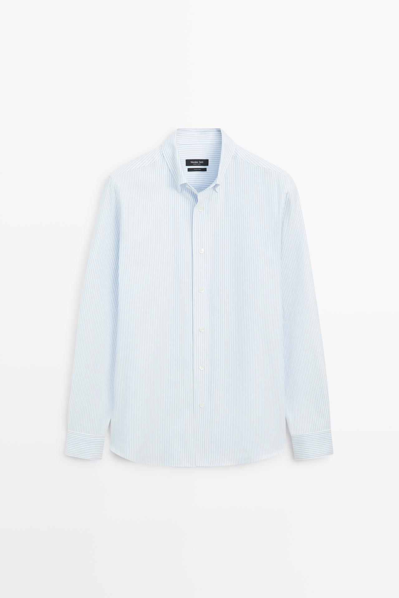 Striped regular fit Oxford shirt — Green stripe