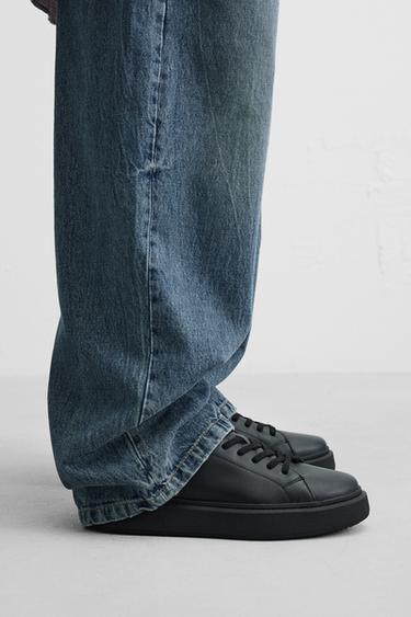 Zara CHUNKY LEATHER SNEAKERS - Black - Image 0
