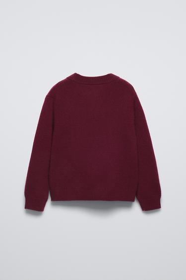 100% CASHMERE KNITTED JUMPER - Burgundy by Zara - Image 1