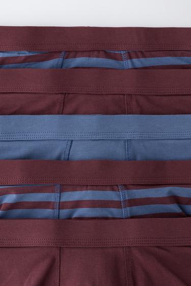 AGES 6-14 / 5-PACK PLAIN AND STRIPED BOXERS — Burgundy 2