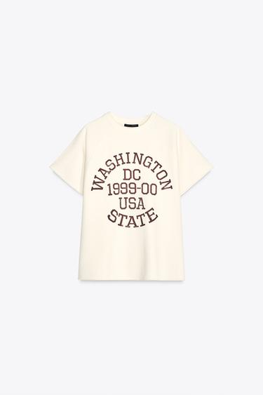 SOLUK EFEKTLİ YAZILI PAMUKLU SWEATSHIRT