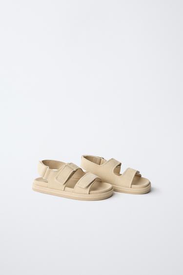 SANDALES EN CUIR - Marron sable de Zara - Image 4