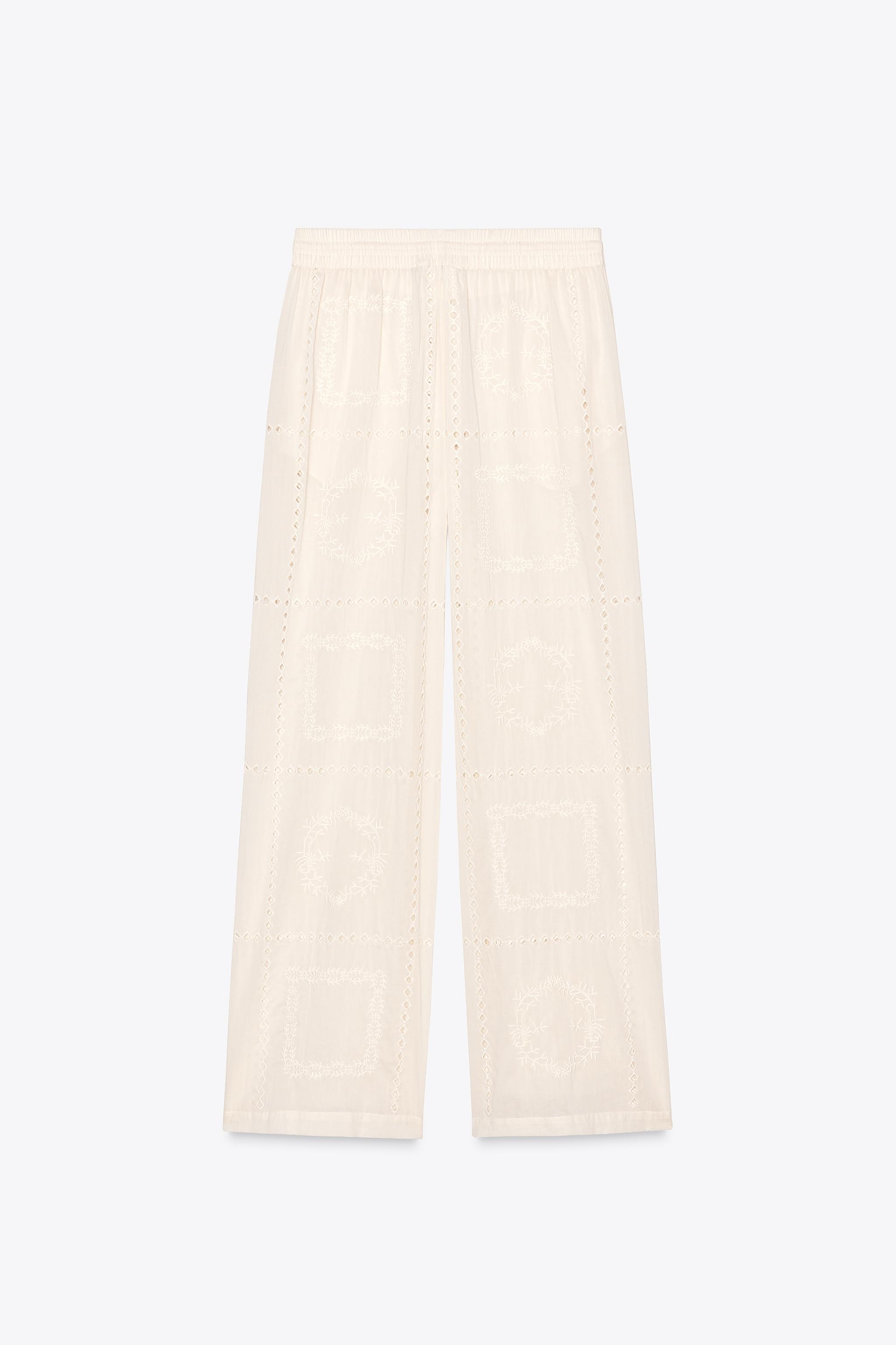 Zw Collection Zara Pantalon Pijamero PANTALÓN PIJAMERO BORDADOS ZW