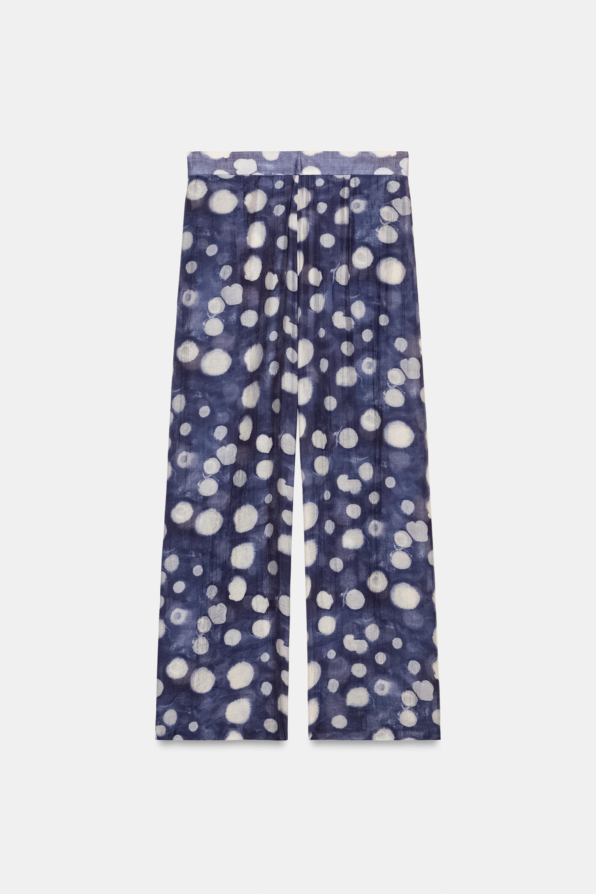 ZW COLLECTION ドットプリントパンツ - ブルー | ZARA Japan / 日本