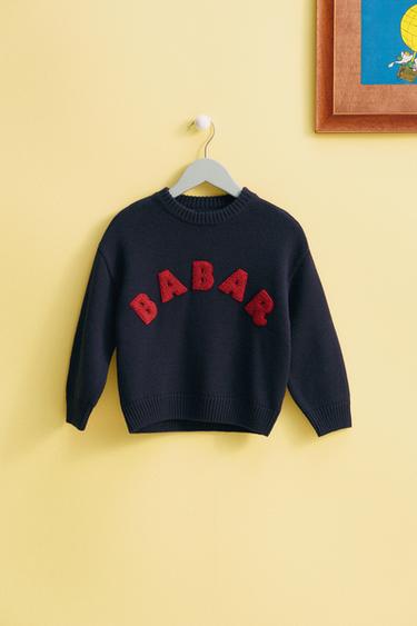 PULL EN MAILLE BRODÉ BABAR ™ - bleu marine de Zara - Image 4
