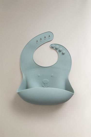 KIDS' SILICONE BEAR BIB - Blue by Zara - Image 0