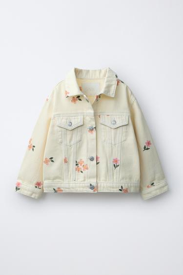 TWILL JACKET WITH EMBROIDERED FLOWERS - Ecru by Zara