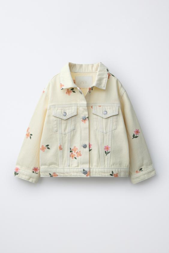 BRODERET BLOOMSTRET TWILLJAKKE - råhvid fra Zara - Billede 0