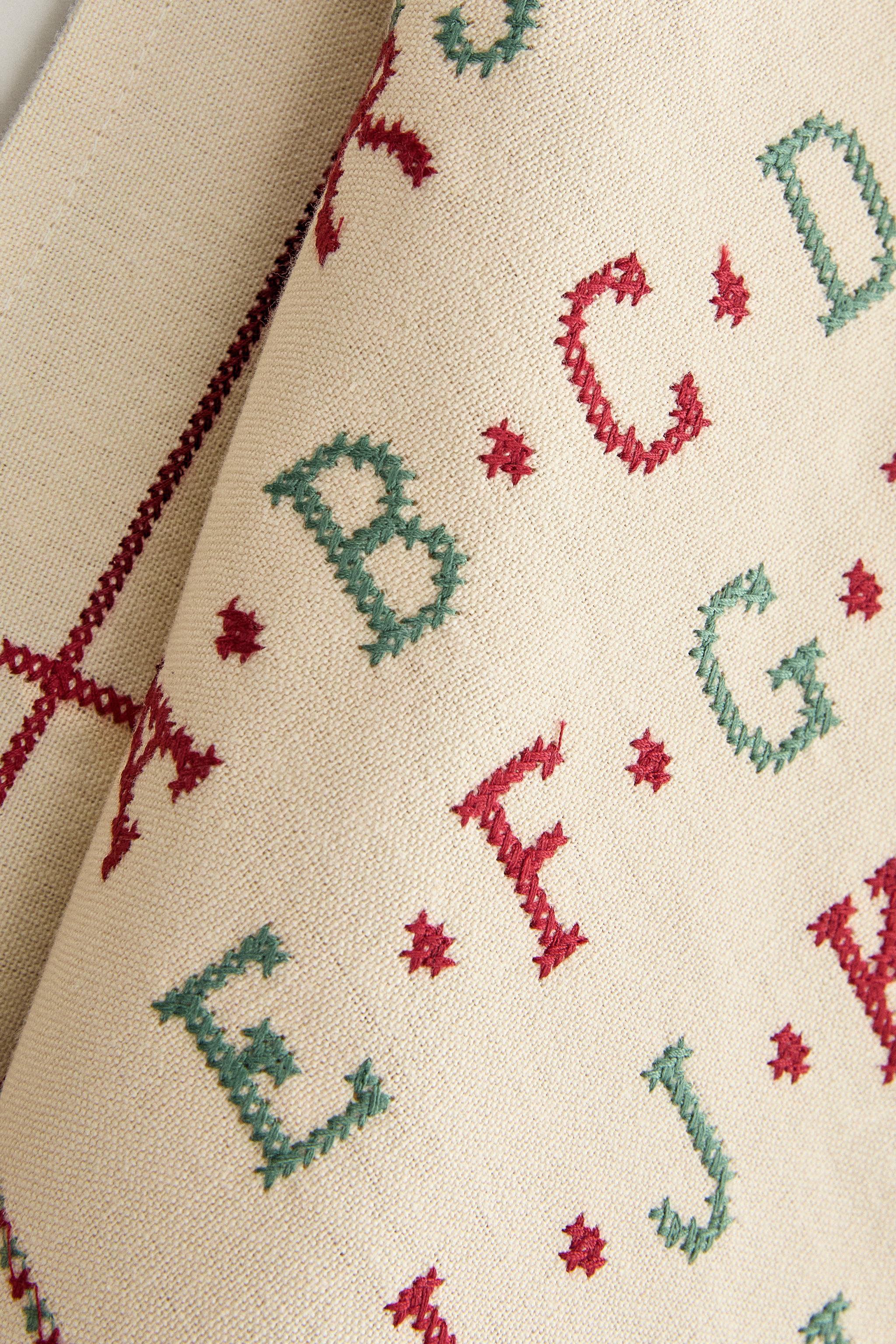 EMBROIDERED ALPHABET CHRISTMAS KITCHEN TOWEL
