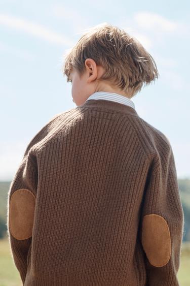 LIMITED EDITION 100% WOOL CARDIGAN WITH ELBOW PATCHES - Toffee by Zara - Image 2