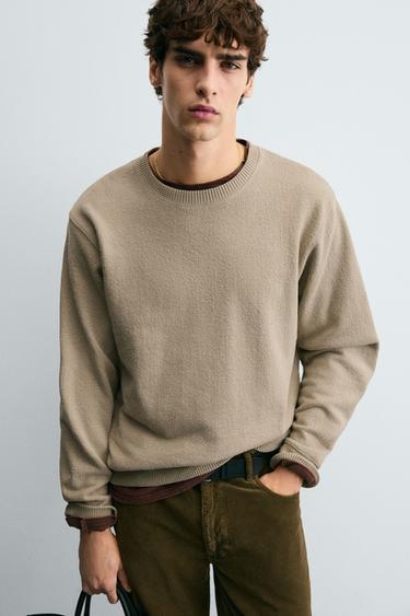 TEXTURED CREWNECK SWEATSHIRT - Light beige by Zara - Image 5