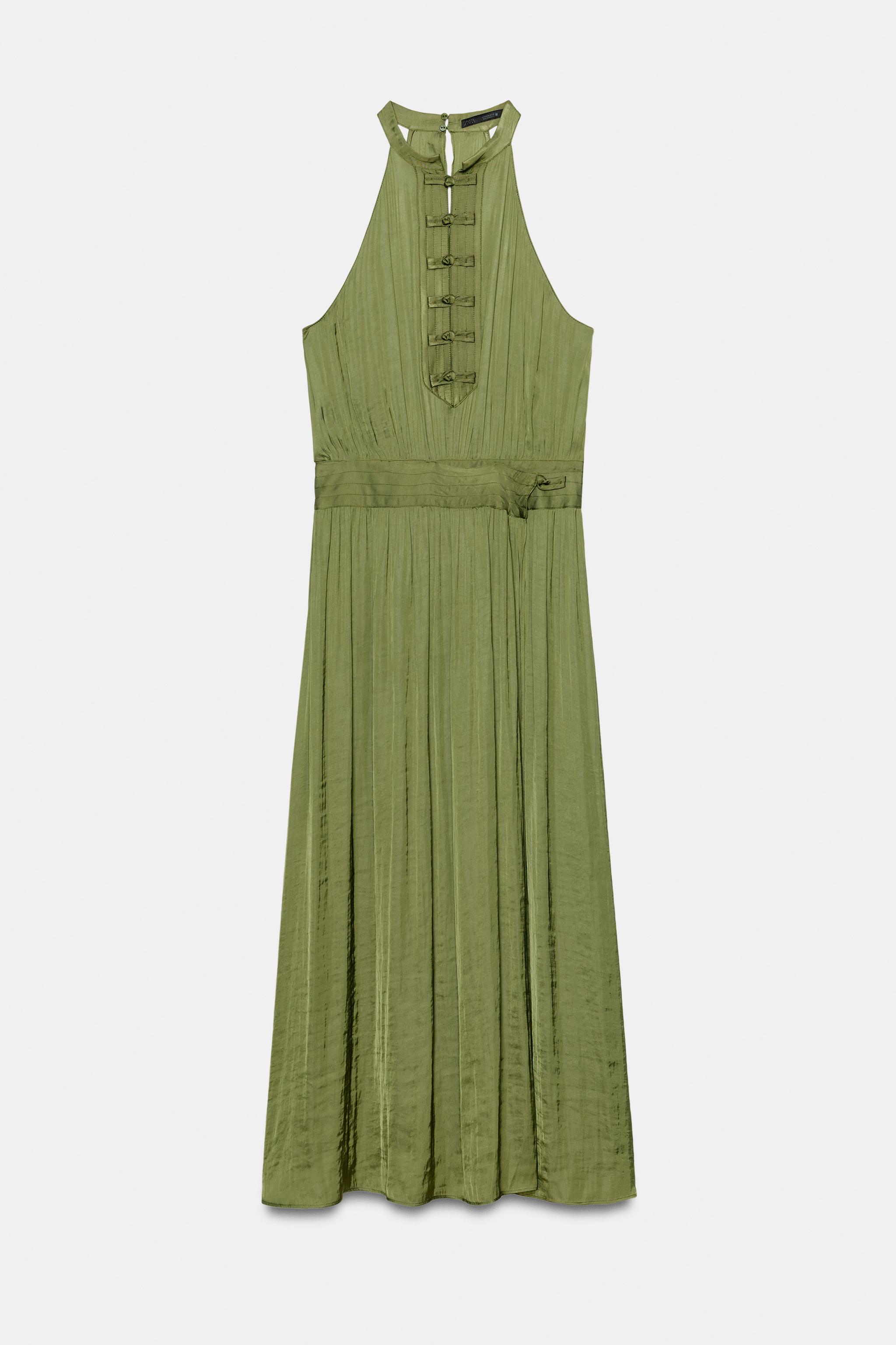 LONG HALTER FROG FASTENING DRESS