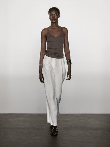 100% cotton tank top - Marron de Zara - Image 0