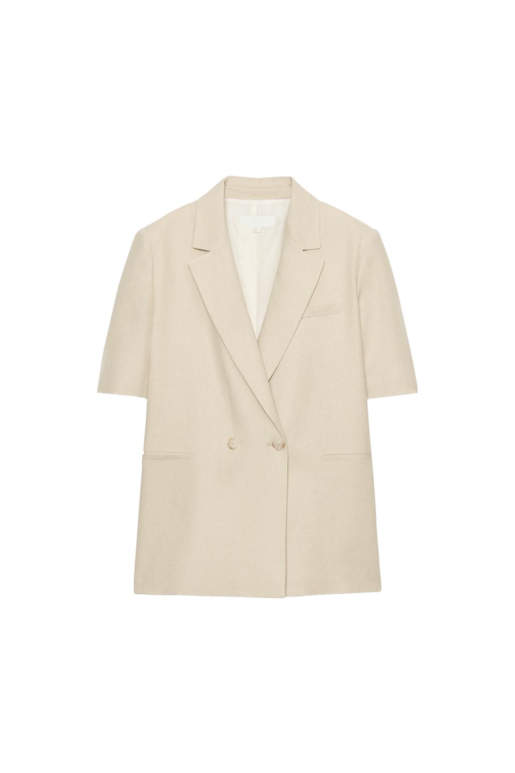 SHORT SLEEVE LINEN BLEND DOUBLE BREASTED BLAZER - image 3