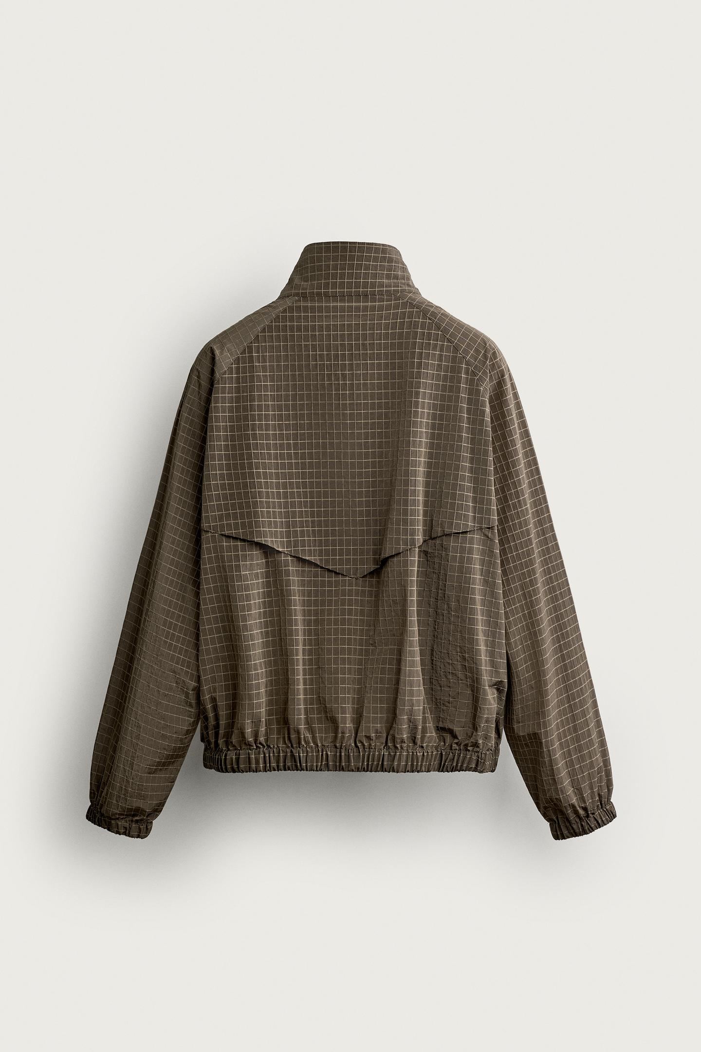 Мужская куртка Zara Check Jacquard Technical, цвет: Хаки — фото 7