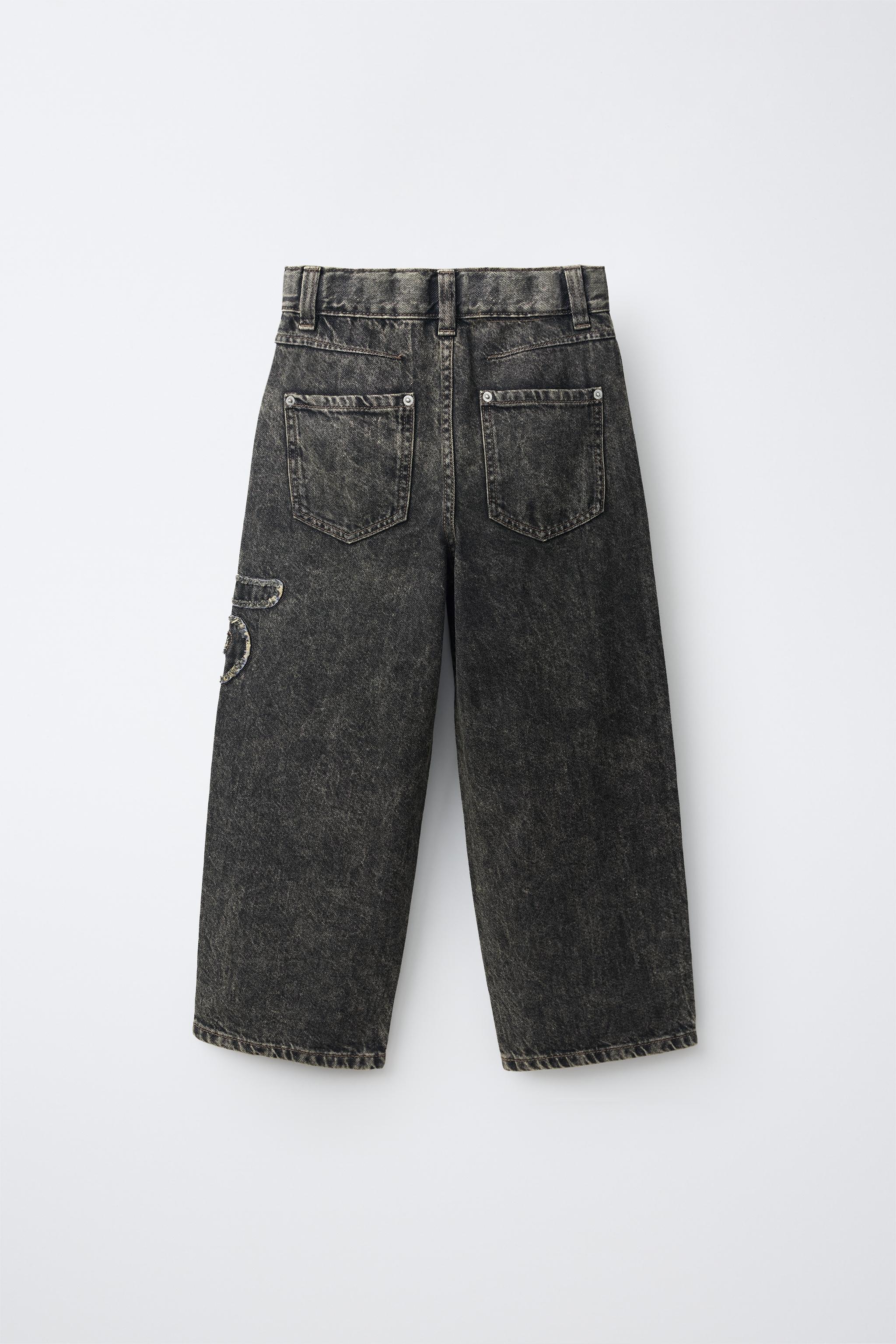 WIDE-LEG BUTTON JEANS - Black / Brown | ZARA United States