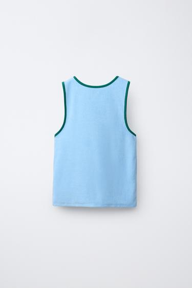 TOWELLING SLOGAN T-SHIRT - Light blue by Zara - Image 1