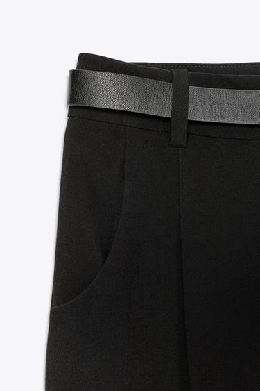 DARTED TROUSERS WITH BELT - Black by Zara - Image 6