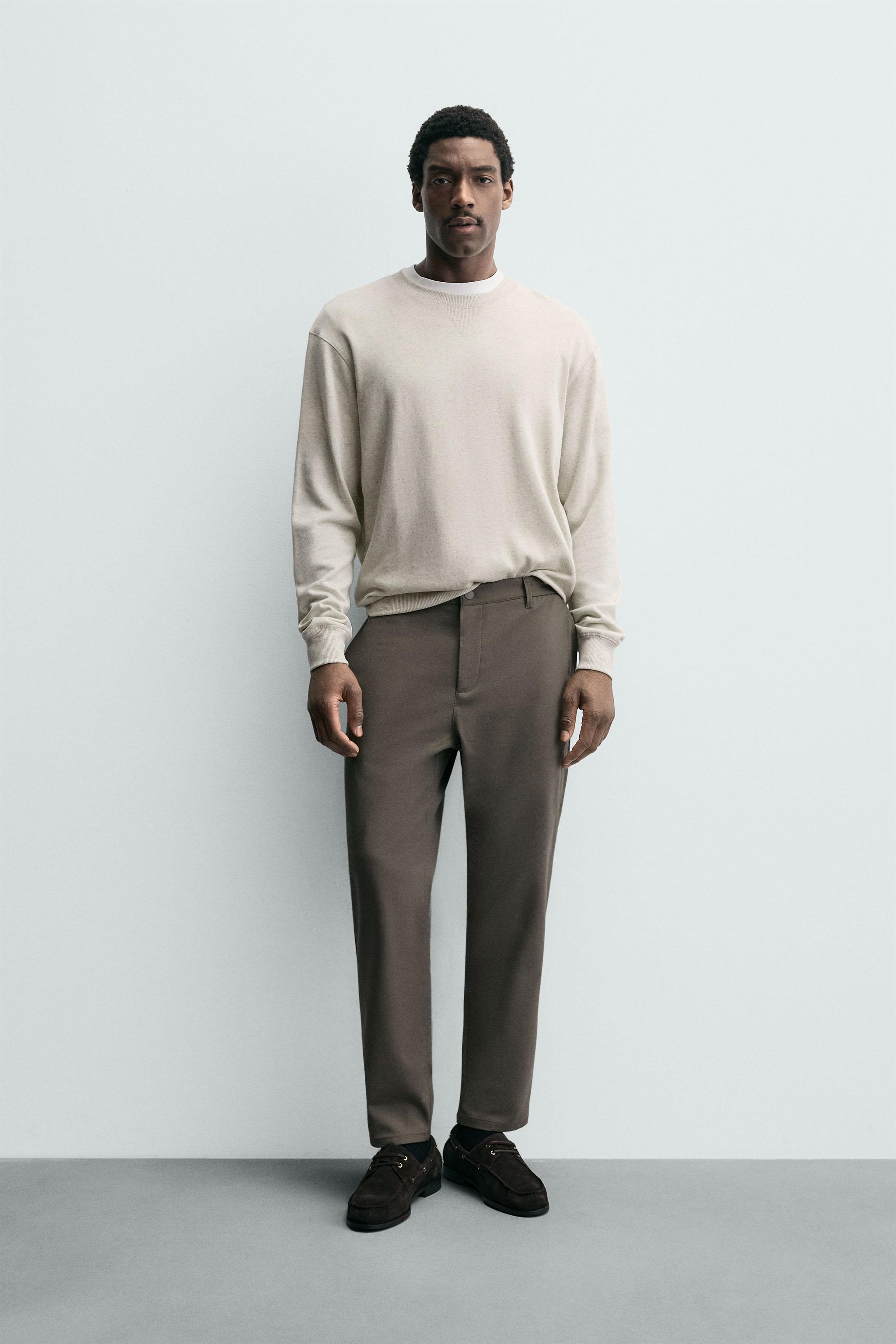 SLIM FIT STRETCH PANTS - Navy blue | ZARA United States