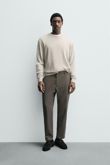 SLIM FIT COMFORT TROUSERS - Brown / Taupe by Zara