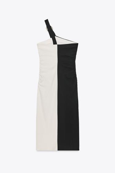 KNOT DETAIL MIDI DRESS - Black / White by Zara - Image 5