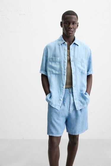 WASHED 100% LINEN BERMUDA SHORTS - Bluish by Zara - Image 5