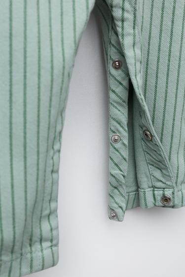 STRIPED TWILL DUNGAREES - Sea green by Zara - Image 3