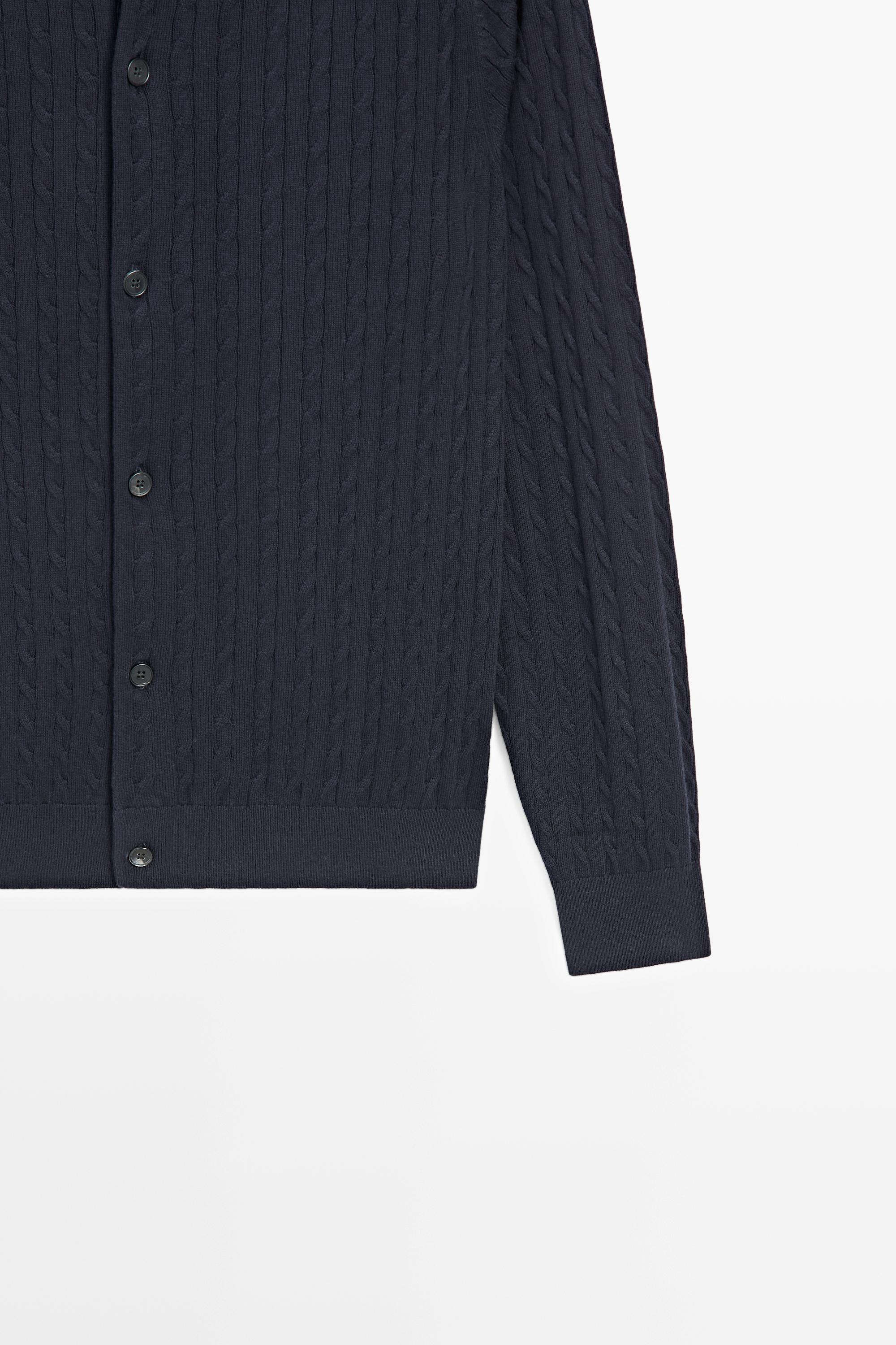 Cardigan en maille tressée coton mélangé