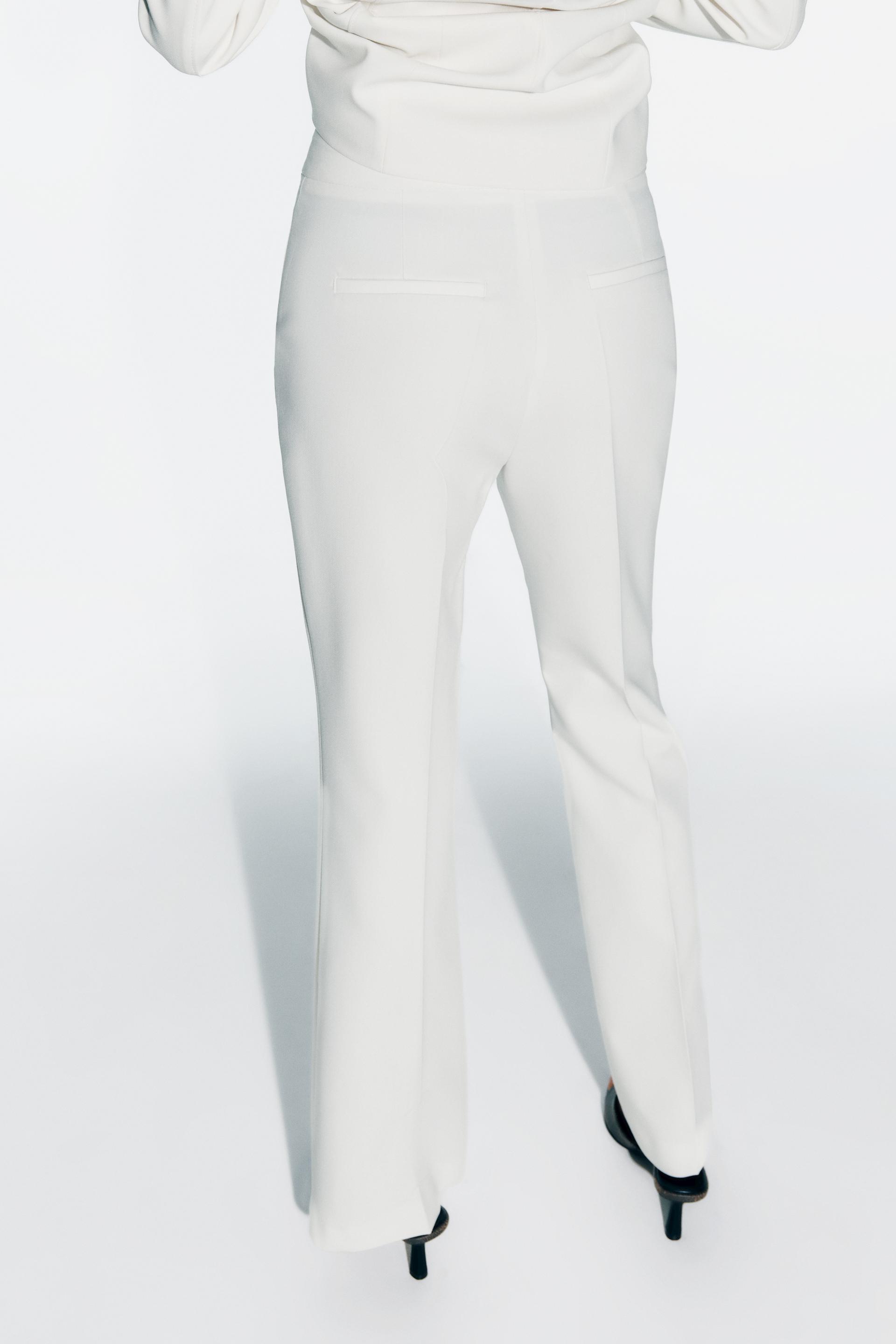 FULL-LENGTH FLARED PANTS - Oyster-white