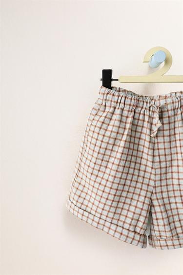 ZARA TIMELESS - SHORT À CARREAUX SEERSUCKER - Bleu clair de Zara - Image 2