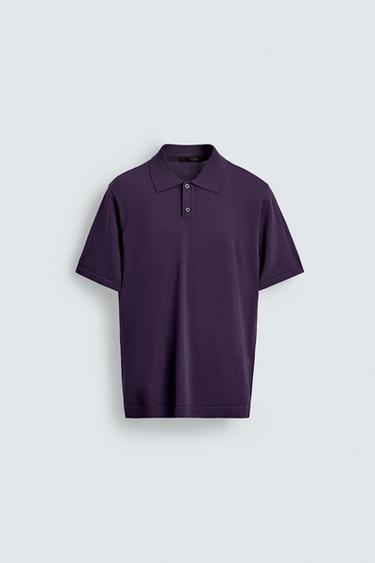 REGULAR FIT TEXTURED POLO SHIRT - Purple by Zara