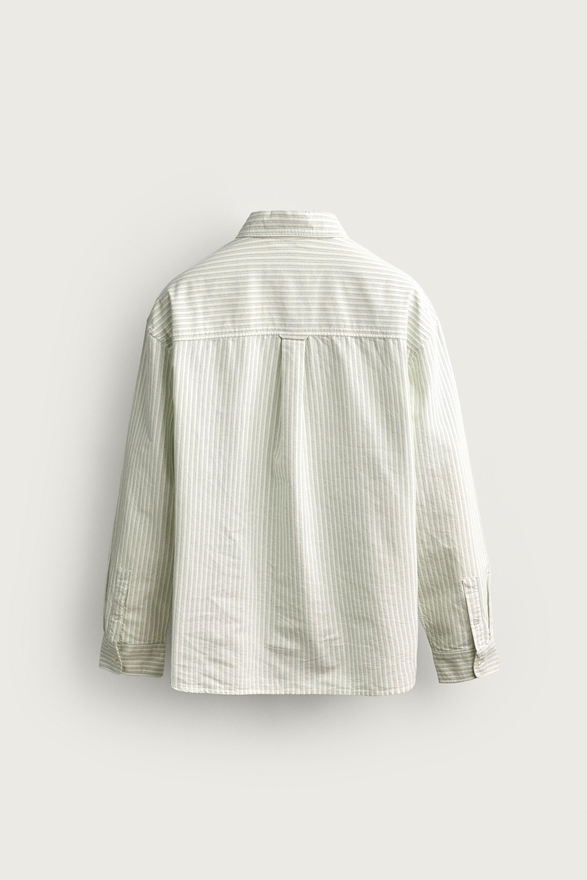 RELAXED FIT OXFORD SHIRT — Ecru / Green