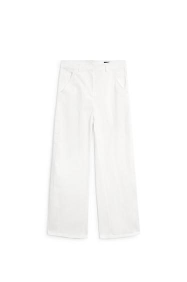 Pantalon cargo en coton - Blanc de Zara