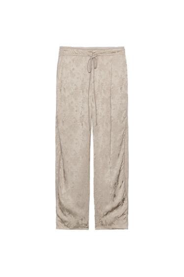 ZW COLLECTION JACQUARD TROUSERS - Stone by Zara