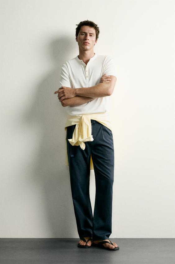 REGULAR FIT HENLEY T-SHIRT - Oyster-white de Zara - Imagen 0
