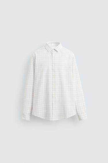 CAMISA ESTRUCTURA CUADROS - Blanco roto de Zara