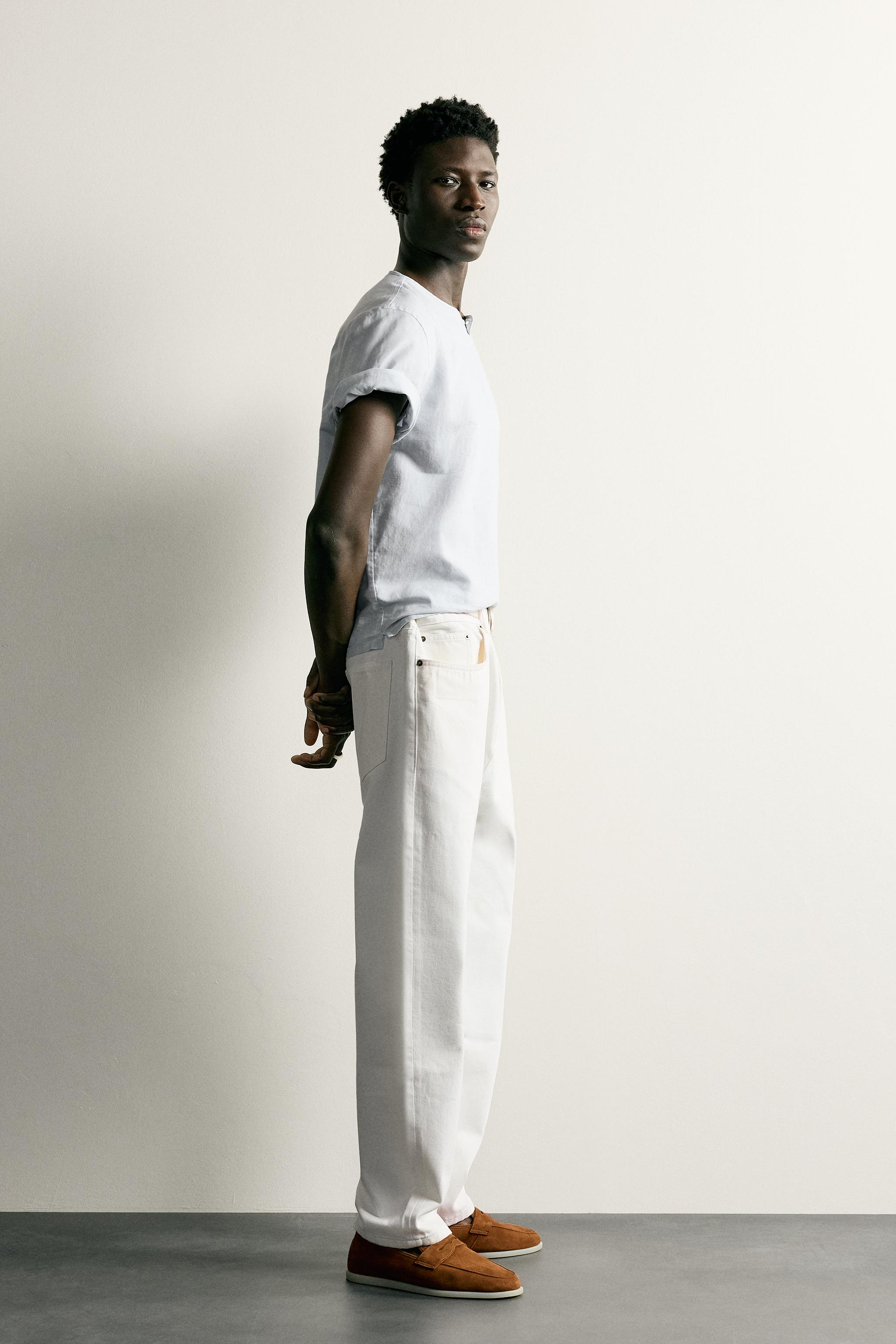 Мужские рубашки Zara HEMP AND COTTON HENLEY SHIRT — фото 4