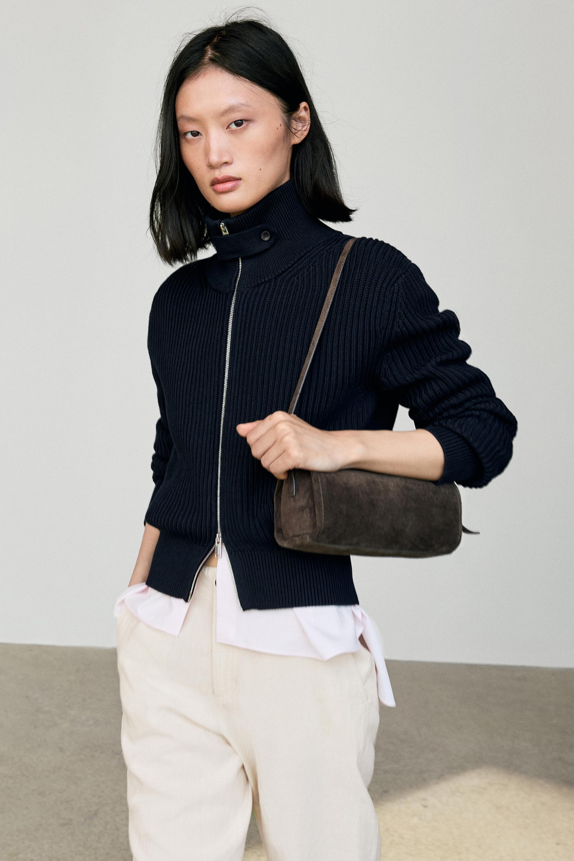Cardigan en maille 100 % coton avec détail au col