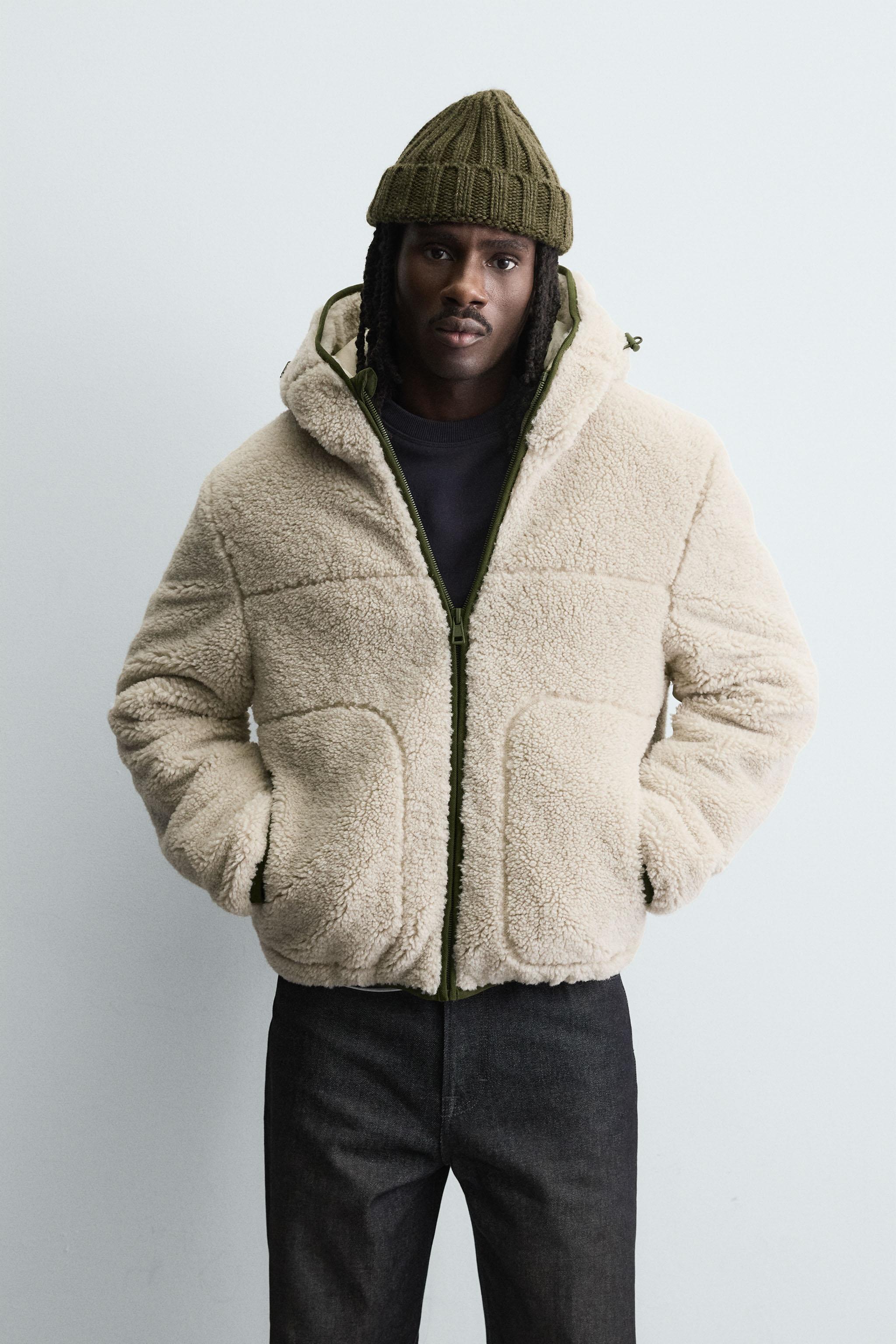 COMBINATION FAUX SHEARLING JACKET