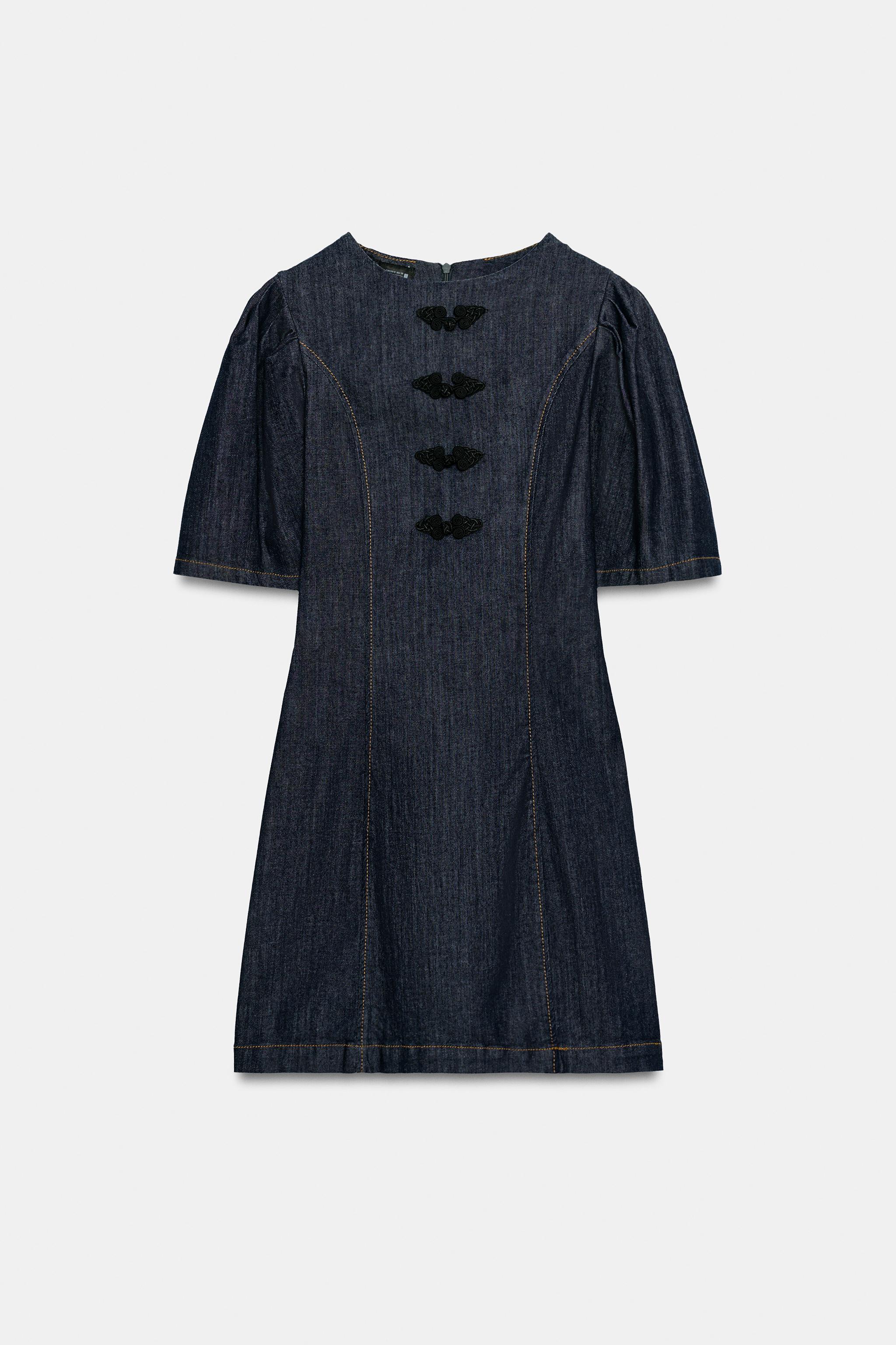 Zara Z1975 SÜSLÜ DÜĞMELİ MİNİ DENIM ELBİSE görsel 7