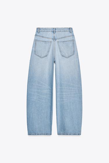 HIGH-WAIST RELAXED OVERSIZE RIPPED JEANS - Light blue by Zara - Image 4
